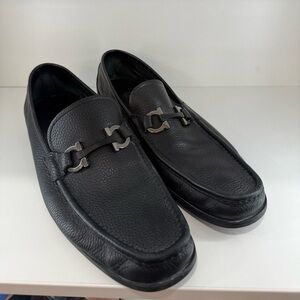 Salvatore Ferragamo Black Textured Loafers